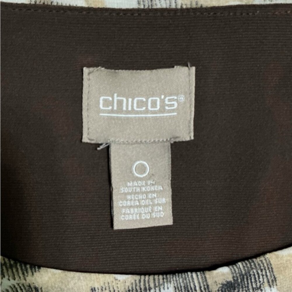 Chico’s Chiffon Asymmetrical Top Sheer Layer Sheath Animal Print Neutral Sz 0 Sm - Picture 9 of 16